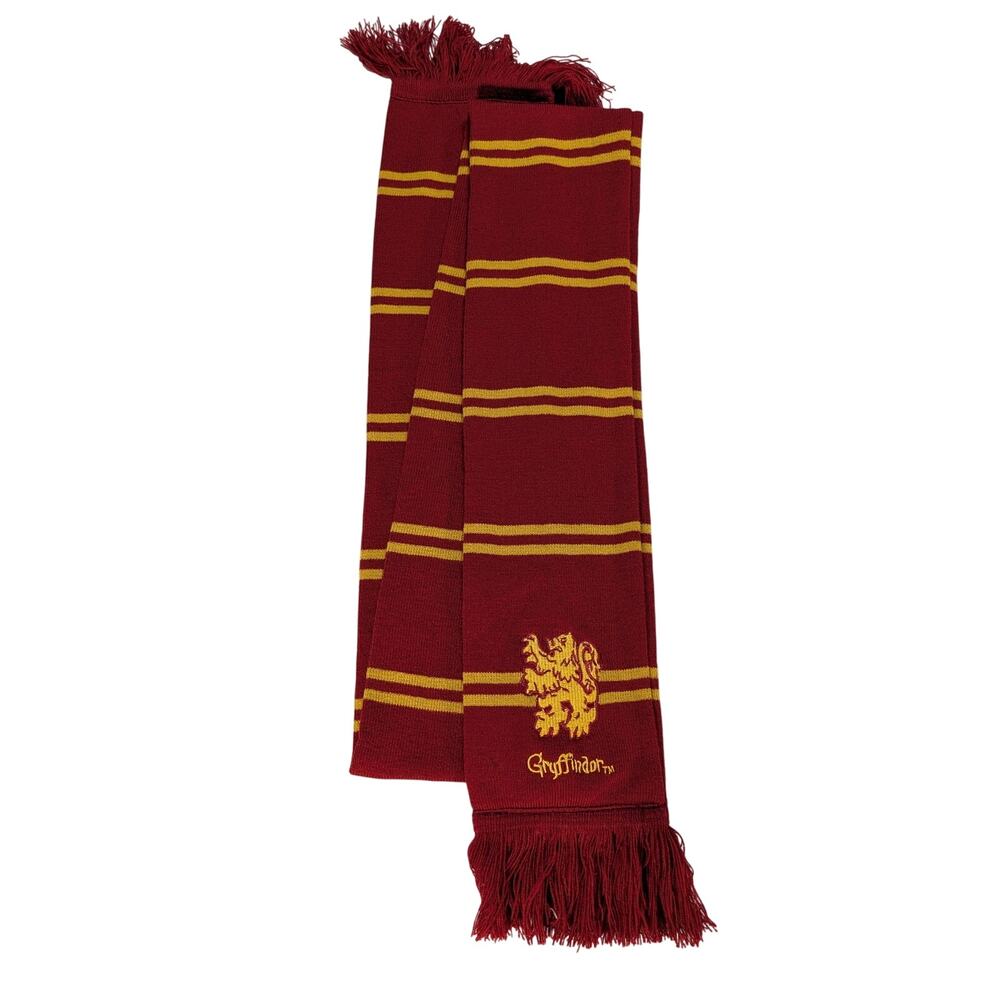 Harry Potter Gryffindor Scarf Red Gold Striped Knit Fringe Hogwarts House - Picture 1 of 5